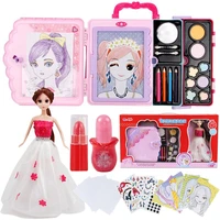 kids make up toys for children pretend play princess doll makeup beauty safety non toxic kit suitcase drawing toys girls no box