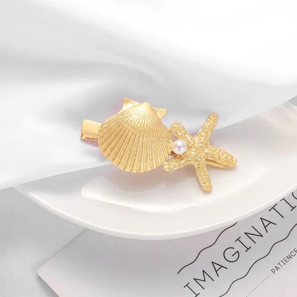 Заколки для волос в богемном стиле с жемчугом морскими звездами ракушками Модные