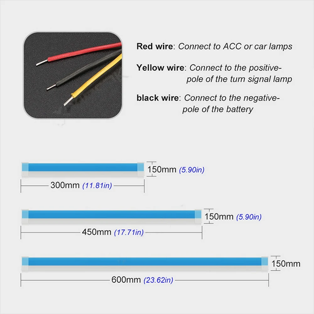 

2pcs 60cm Waterproof Flexible Universal Car LED DRL Daytime Running Light Flow Runs Headlight LED Strip Brake Turn Signal Light