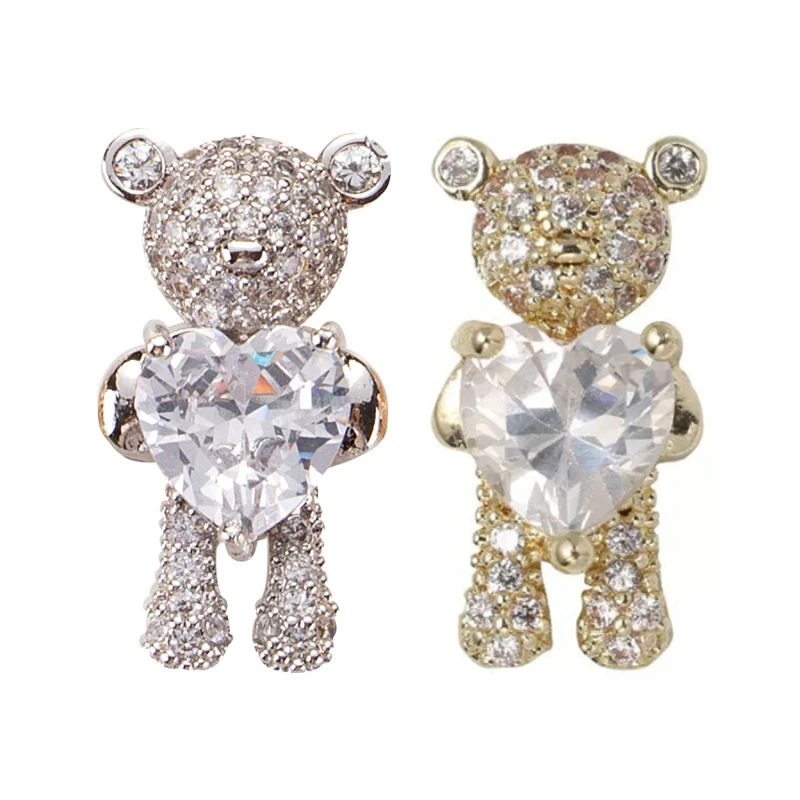 2 предмета блестящее циркониевое с медведем сплав 3D украшение для ногтей принтом