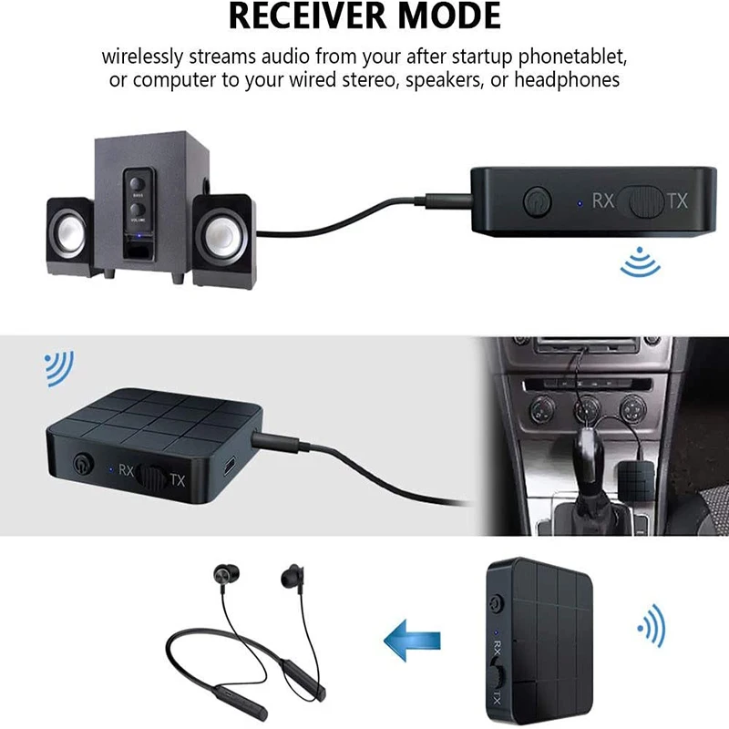 kn321 bluetooth 5 0 audio receiver transmitter wireless usb adapter 3 5mm aux jack for samsung smartphone car dongle stereo tv free global shipping