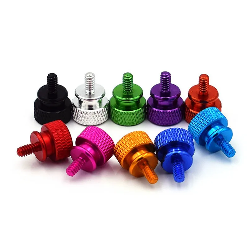 

5PCS 6#-32*6.5/12 Aluminum Alloy Computer Case Side Panel Hard Disk Hand Screw Knurling Thumb Screws Color Nail