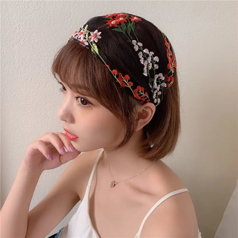 Женская винтажная повязка для волос широкие повязки мытья лица кружевная