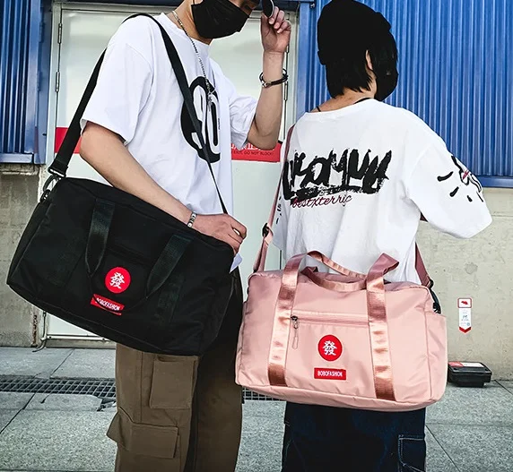 Letter Print Waterproof Large Capacity Oxford Travel Bag Unisex Zipper Fitness Gym Handbag Shoulder Messenger Bag Duffle Luggage