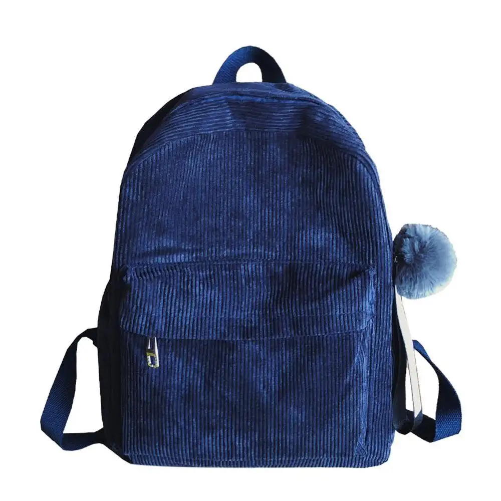 dark bule Вельветовые рюкзаки для женщин Mochila Модный зимний Повседневный стильный женский рюкзак в полоску для путешествий школьная сумка для девочек-подростков - Цвет: dark bule