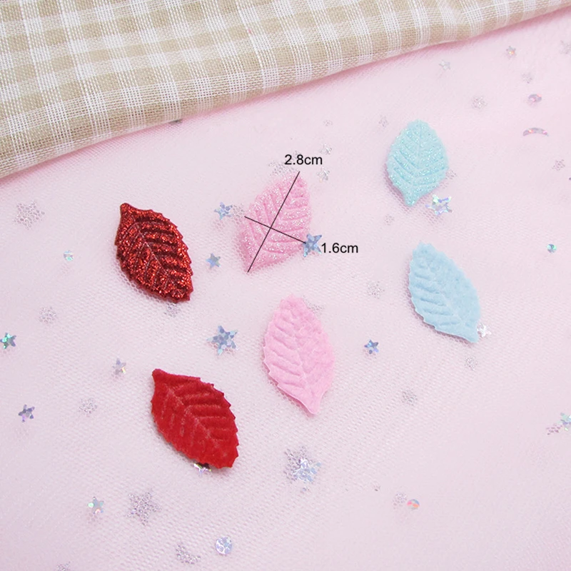 50 шт. тканевые нашивки с блестящими листьями заколки для волос аксессуары