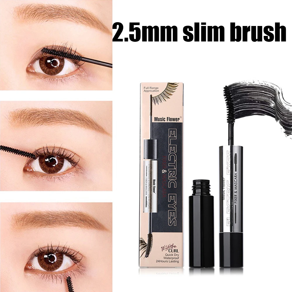 Водостойкая тушь для ресниц 4D с шелковыми волокнами двойным эффектом удлиняющая