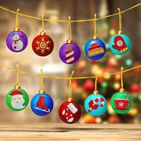 10pcs 5d diy diamond painting keychain christmas tree pendant hanging ornament christmas tree decoration sock santa man balls