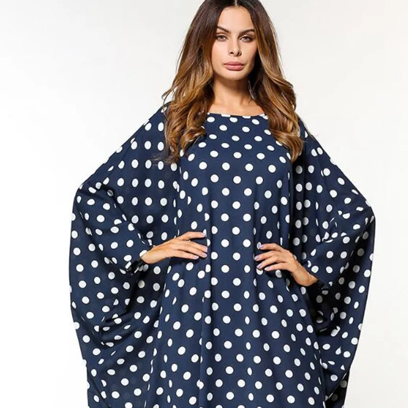 Мусульманское длинное платье для девочки в горошек abaya рукав летучая мышь