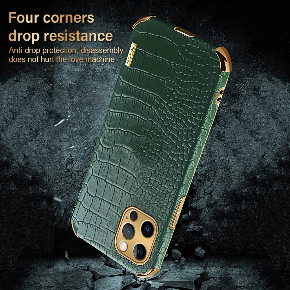 luxury leather phone case for iphone 13 pro max 13pro 12 11 13 crocodile cover case for iphone 13 pro 12 7 8 plus xs max case free global shipping