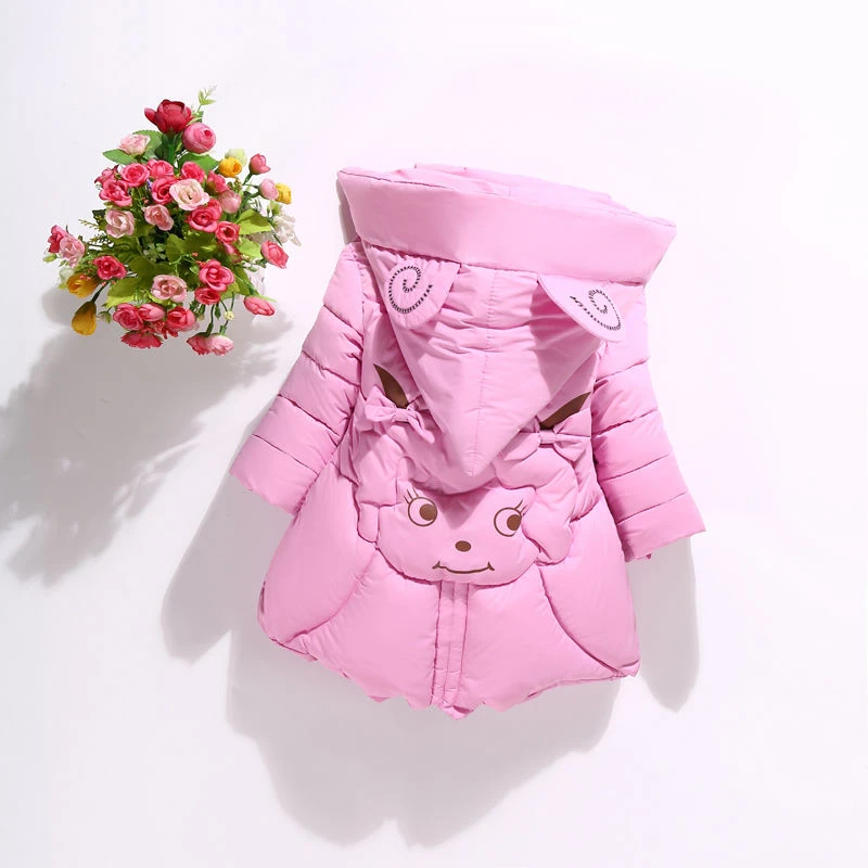 light purple Зимняя куртка для девочек новые детские хлопковые плотные толстовки с капюшоном с героями мультфильмов, верхняя одежда для детей, повседневные пуховые парки для девочек зимняя одежда, пальто, одежда - Цвет: light purple