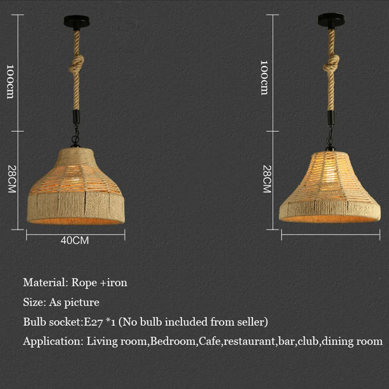 Винтажная веревочная люстра E27 в стиле лофт креативная лампа для дома гостиной