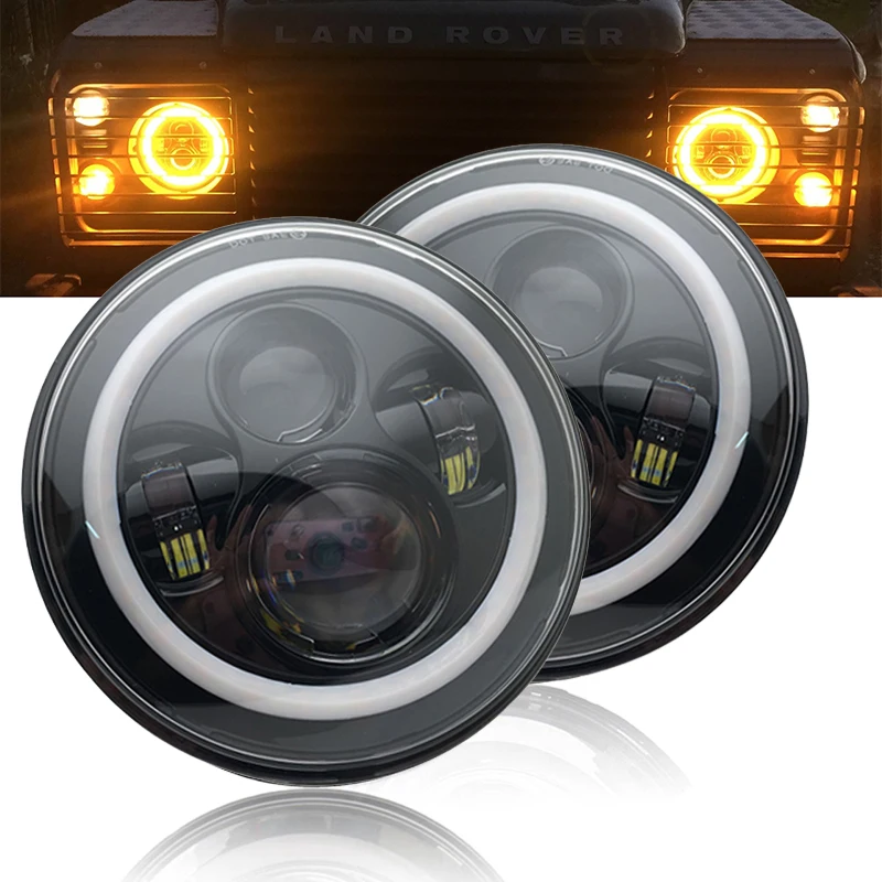 

Car Accessories 7" Headlight For Lada 4x4 urban Niva Led DRL Turn Signal Headlights Fit Jeep Wrangler Hummer H1 H2 7Inch Round