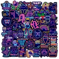 50pcs neon style stickers waterproof vinyl stickers decals neon light laptop stickers for water bottle phone computer luggage