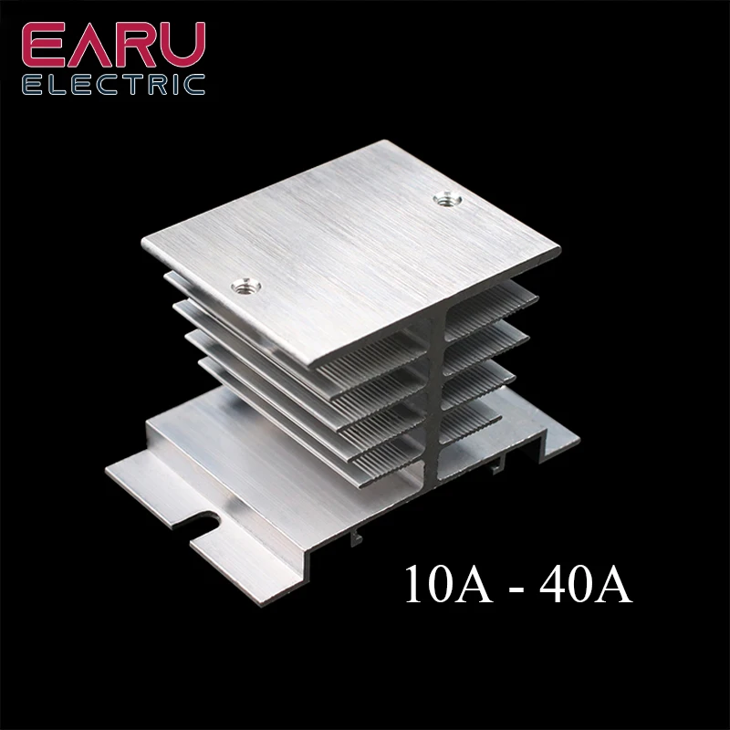 

1 pcs New Aluminum Fins Single Phase Solid State Relay SSR 10A to 40A Aluminum Heat Sink Dissipation Radiator Newest Rail Mount