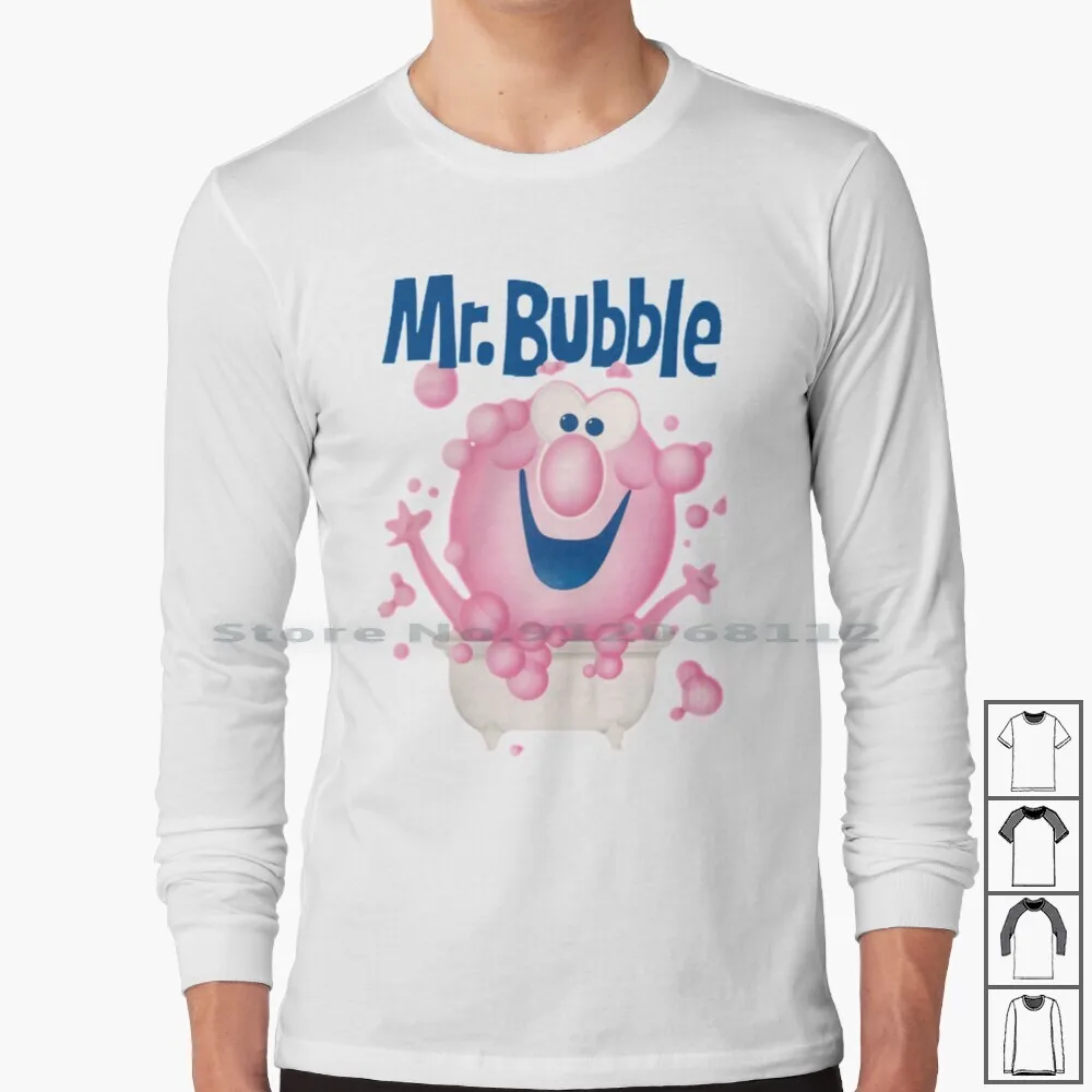 

Mr. Bubble-Makes Bath Time Fun Long Sleeve T Shirt Mr Bubble Bubble Mr Retro Vintage Child Children Childhood Sixties Bath Bath