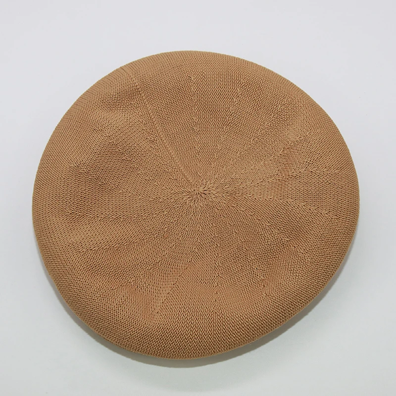 wholesale 12 colors Breathable knitted beret for women pink black french caps female solid felt hat summer berets | Аксессуары для
