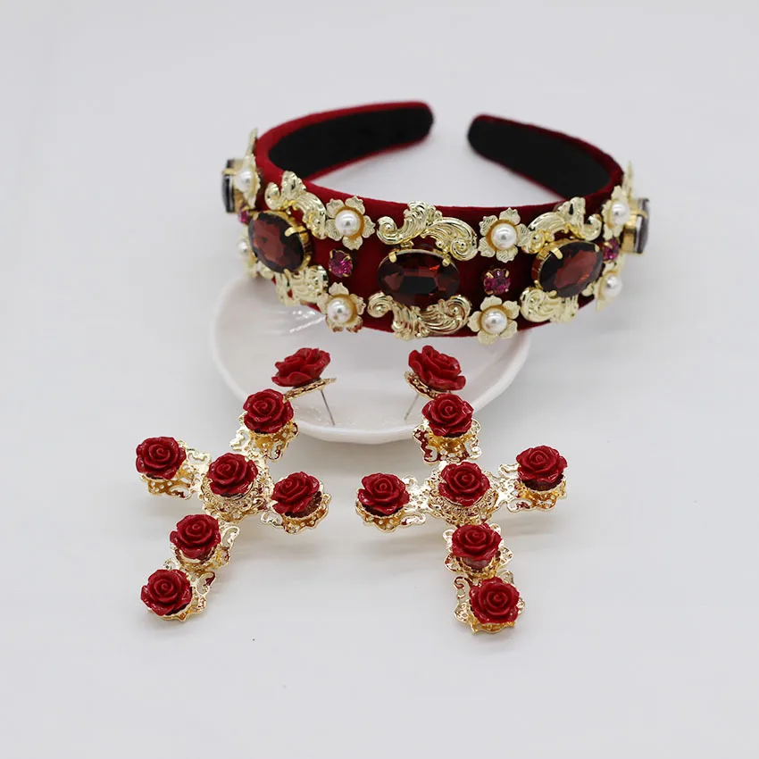 Повязка для волос в стиле барокко украшение на голову с крупным драгоценным