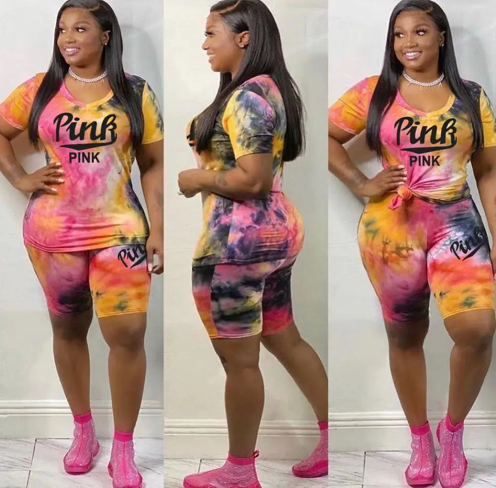 

lady v nack short sleeve t-shirt and matched shorts female tracksuit 2020 fashion sexy women tracksuit casual suit