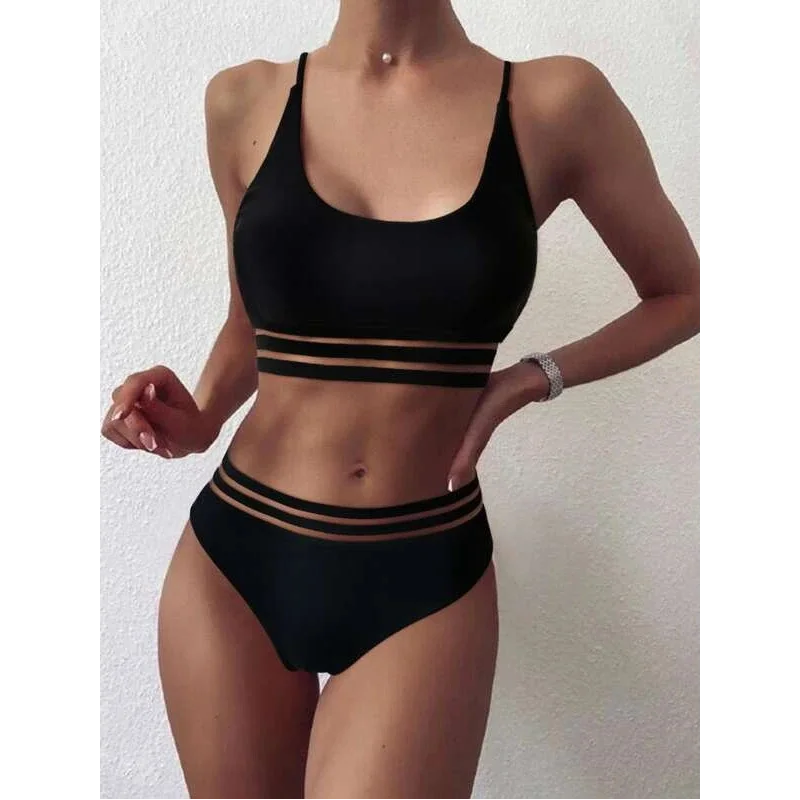 

2021 Women Sexy Solid Color Bikini Swimsuit Halter Lace Up Wrap Around Bikini Set Thong Swimwear Summer Bather Bathing Suit -40