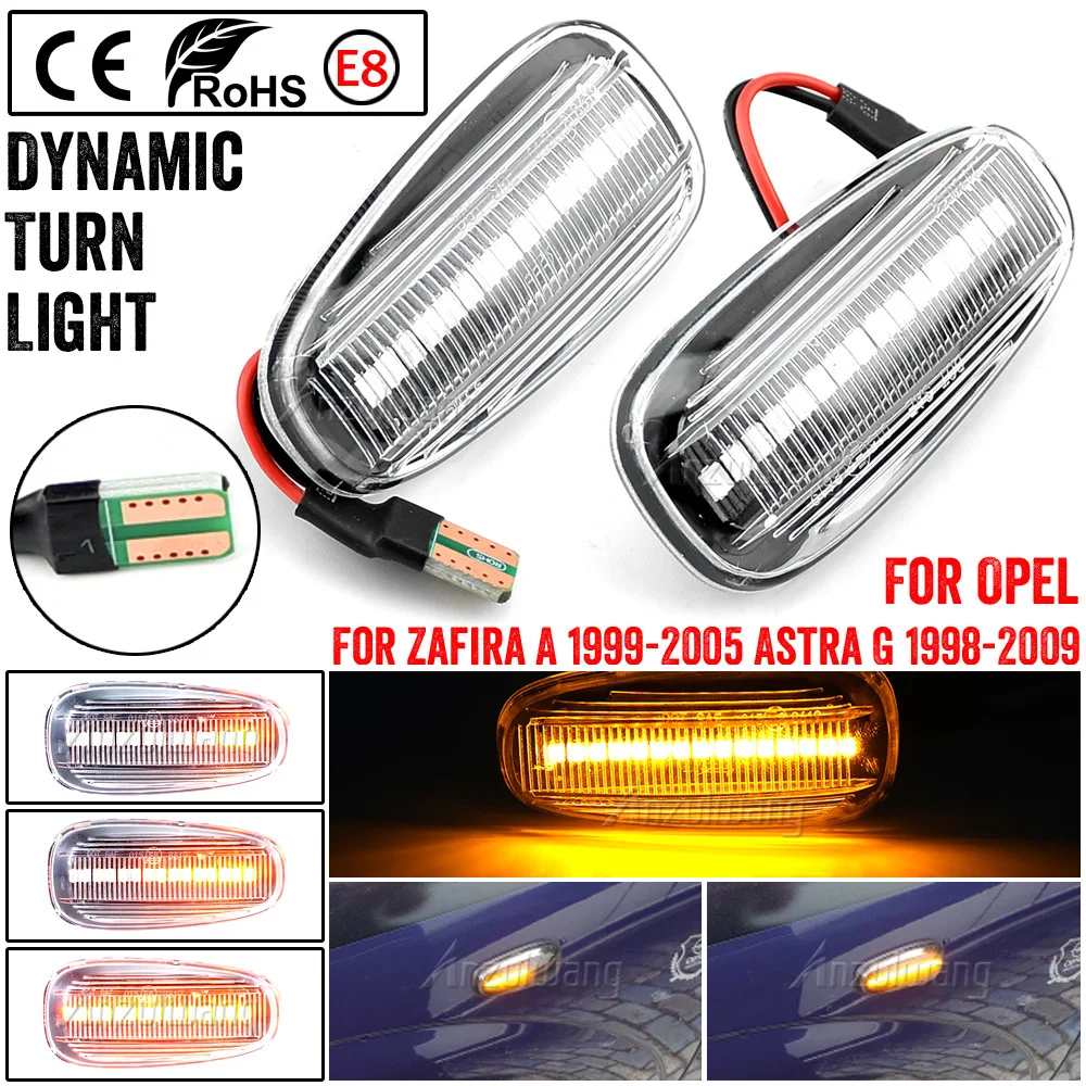 

2Pcs LED Dynamic Fender Side Marker Light Turn Signal Lamps For Opel Frontera B/Speedster Astra G/Zafira A/Cadillac STS Vauxhall