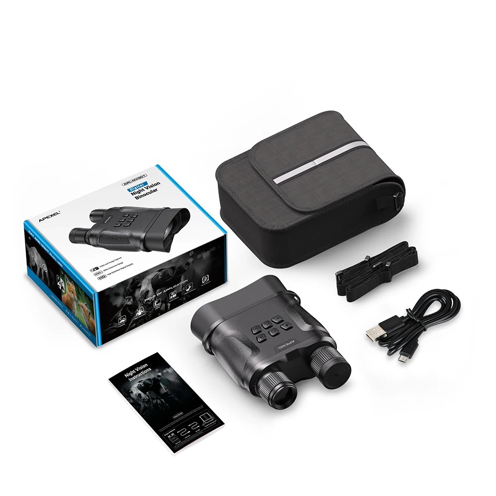 APEXEL-binoculares digitales de visión nocturna HD con pantalla LCD infrarroja (IR), dispositivo de zoom impermeable para grabación de vídeo de caza