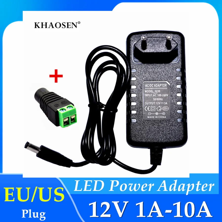 

Адаптер питания, трансформатор, зарядное устройство, конвертер AC100V-240V в DC12V 1A 2A 3A 5A 6A 8A 10A для светодиодной ленты