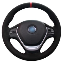 non slip durable black suede red marker car steering wheel cover for bmw f30 320i 328i 320d f20