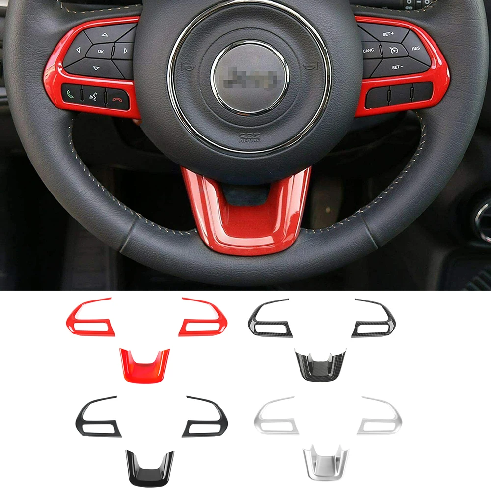 

Чехол на руль автомобиля из АБС-пластика, декоративная рамка для Jeep Renegade 2015-2021 Compass 2017 +, автомобильные аксессуары