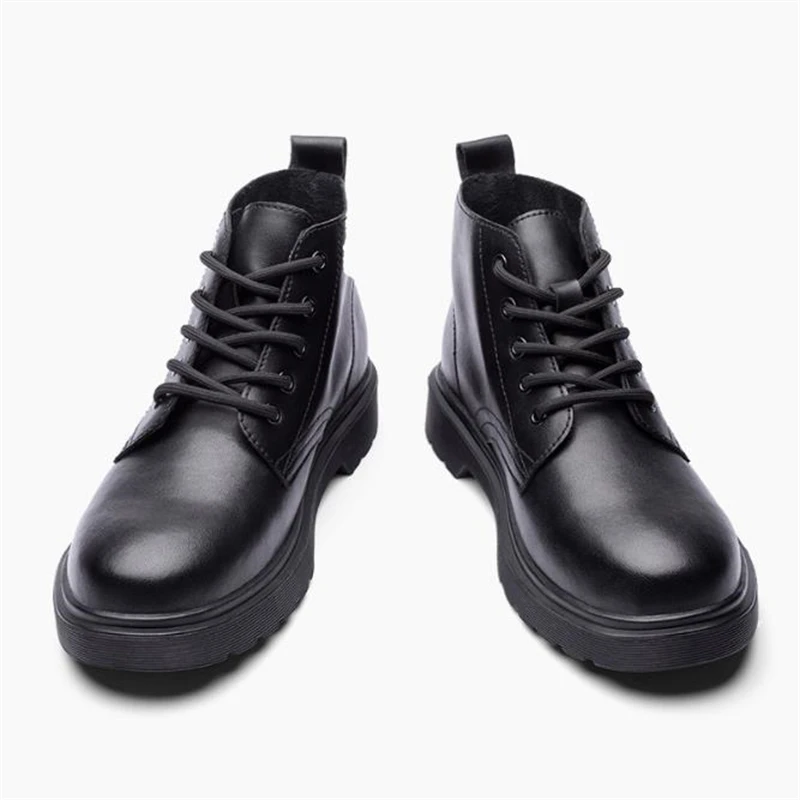 

Ботильоны мужские из натуральной кожи, мотоциклетные ботинки, на шнуровке, на платформе, короткие, в стиле панк, Осень-зима