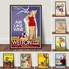 Постер в виде воздушного вина, реклама в английском городе, походная Картина на холсте, винтажное искусство на стену для современной гостиной, домашний декор