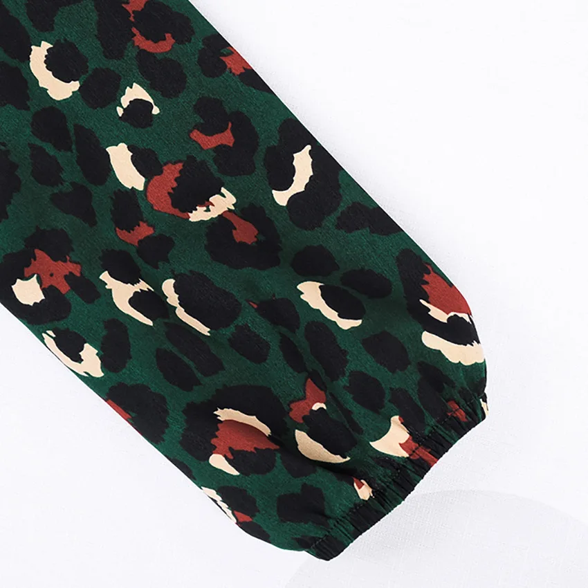 Vintage 2019 Leopard Print Party Dresses V Neck Polka Dot Dress Women Long Sleeve Club Mini Female Vestidos | Женская одежда