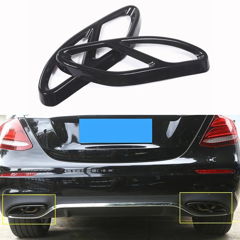 

Black Car Styling Exhaust Tail Pipes Decoration Frame Tail Throat Pipe Modified Cover Trim For Mercedes Benz GLC C E Class W205