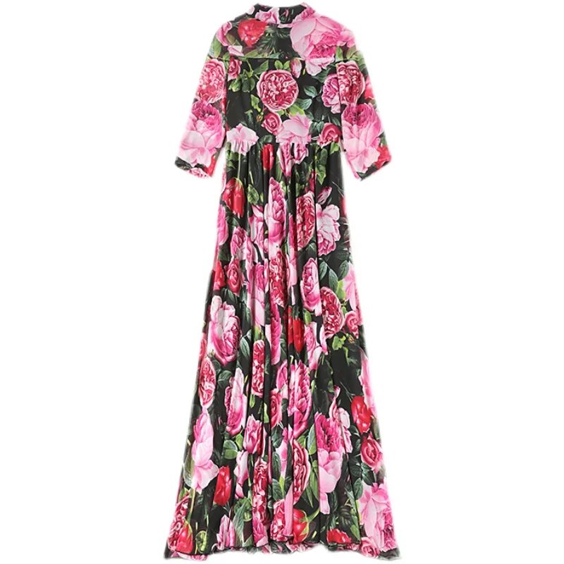 

123 printed floral dress collect waist 7 minutes of sleeve turtleneck terrier orange restoring ancient