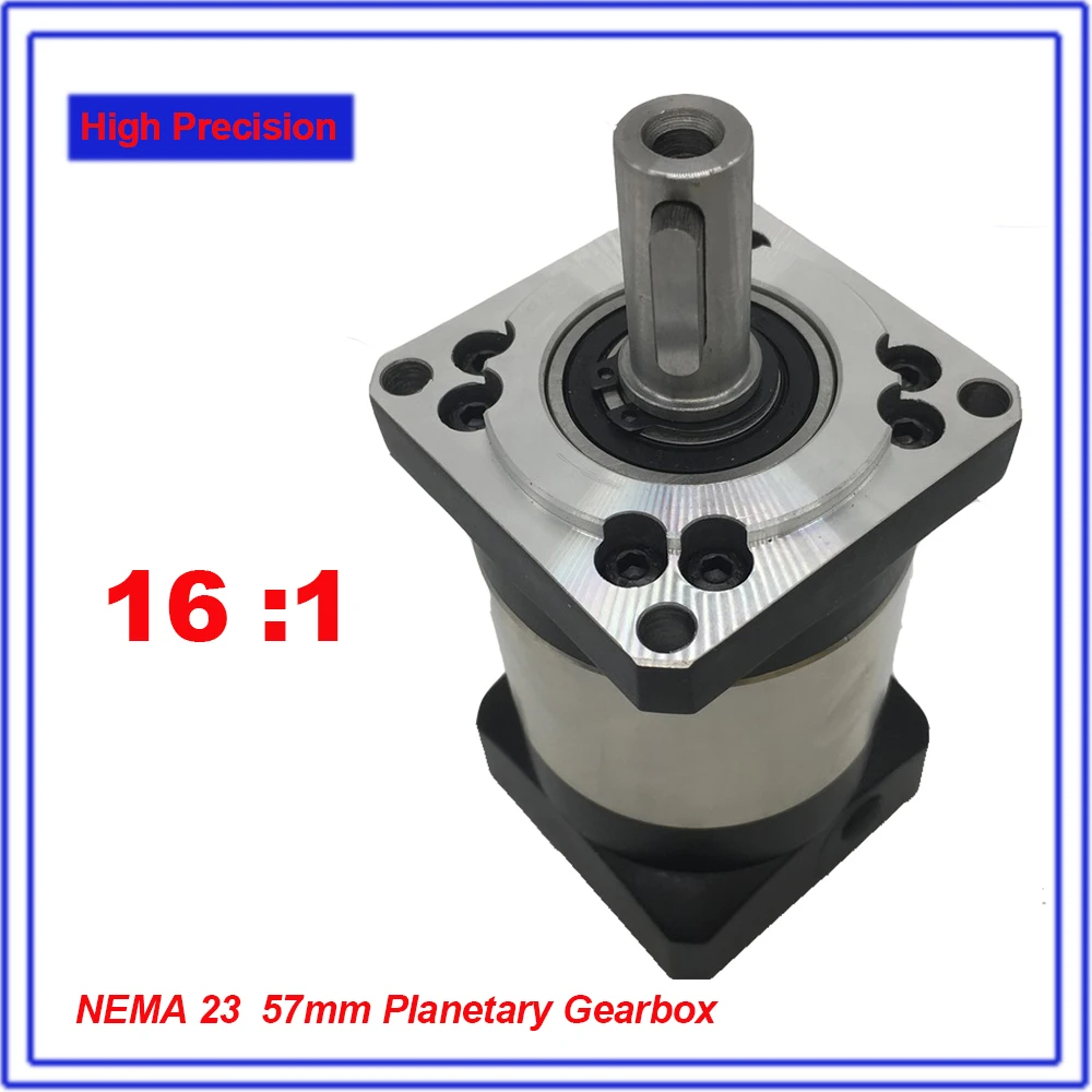 

16:1 NEMA23 Speed Ratio 16 Planetary Gearbox 57mm flange Gearbox 4000rpm 8mm input for Closed Loop Stepper Motor mask machine