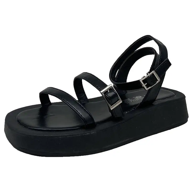 

Female Sandal Buckle Strap Med Clear Heels Comfort Shoes for Women 2021 Summer All-Match Girls Medium Fashion Beige Clogs New