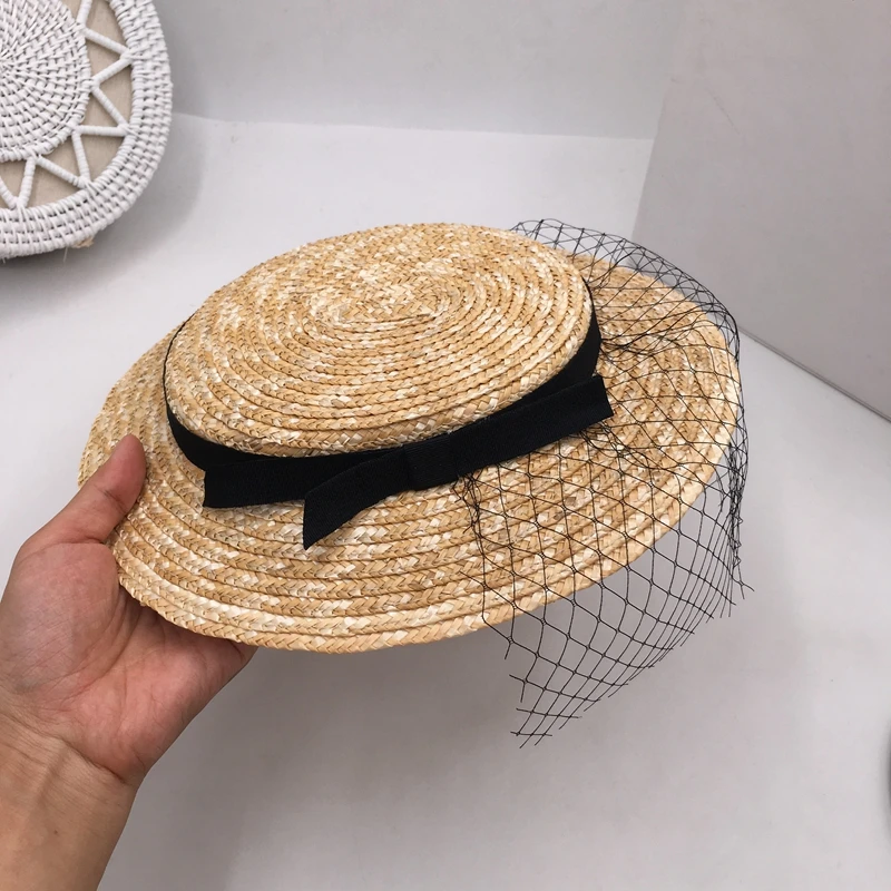 Модные женские соломенные головные уборы аксессуары вуалетки для женщин с