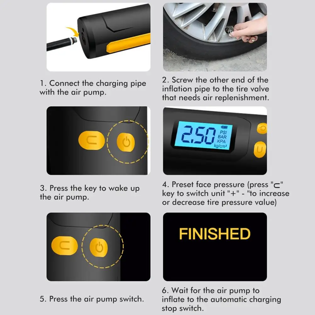 

150PSI Wireless Air Compressor Digital Car Air Pump Electric Car Compressor Portable Car Air Pump Tyre Inflator with LED Light