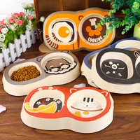 pet face bowl bamboo fiber dog bowls antislip schnauzer dish for puppy food and water tableware kitty hollowware cat plate