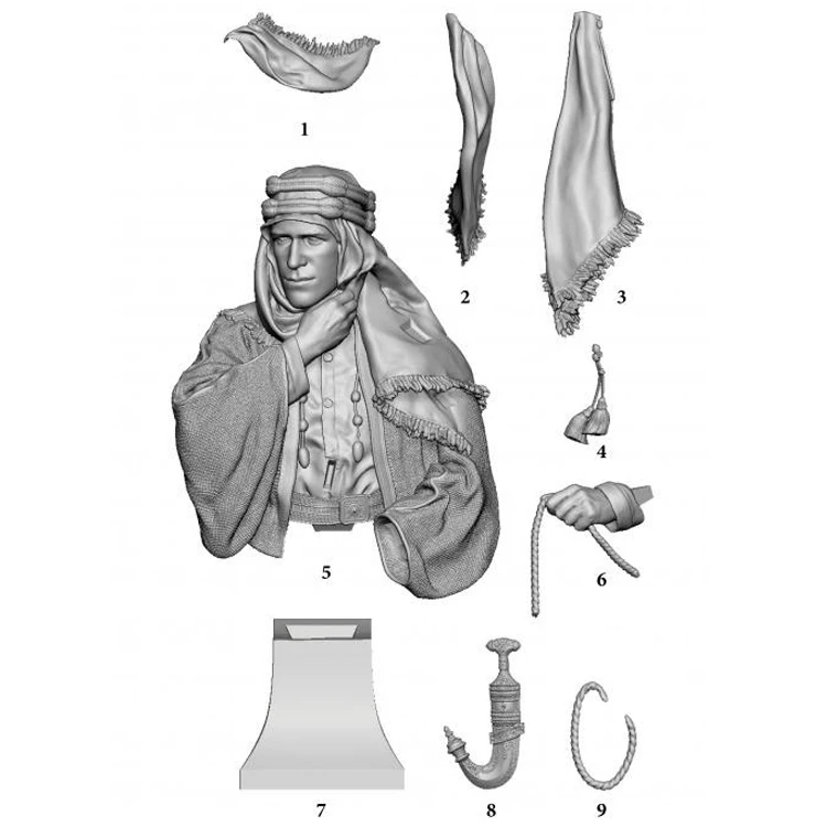 

1/10 Resin Figure Bust Model T.E. Lawrence GK White Model Figure X219