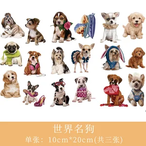 3 листаупаковка Kawaii щенок собаки Васи Бумажные Клейкие декоративные наклейки