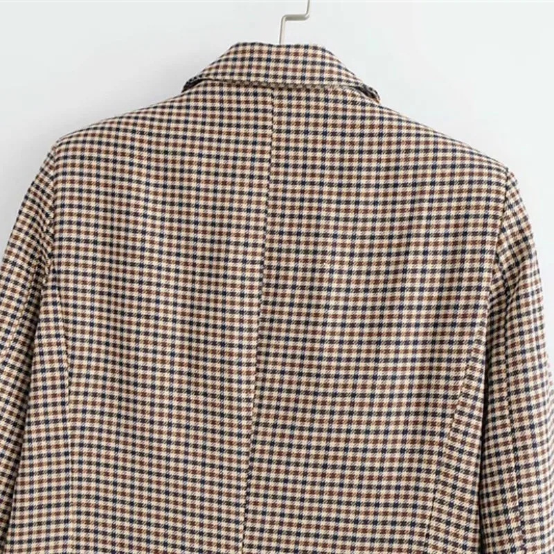 

2020 Women Fashion Office Wear Double Breasted Blazer Coat Retro Long Sleeve Pocket Women Jacket Chic Top