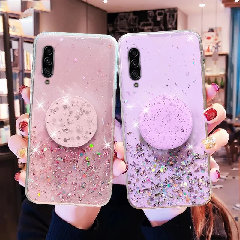 

Glitter Bling Silver Foil Phone Case For Samsung Galaxy A10 A20 A30 A40 A50 A60 A70 A80 A10S A20S A20E Silicone Cover