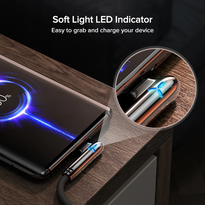 Кабель-Переходник USB C на кабель Type-C PD 60 Вт 90 градусов Quick Charge мобильный телефон