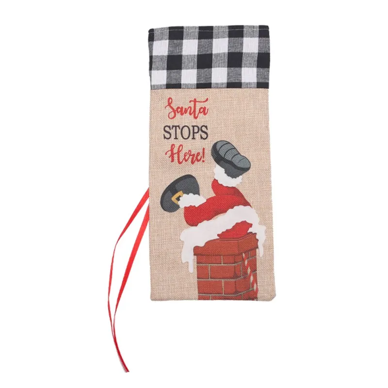 

Christmas Wine Bottle Covers Santa Claus Climbs Red Wine Bottle For Xmas Party Decorations