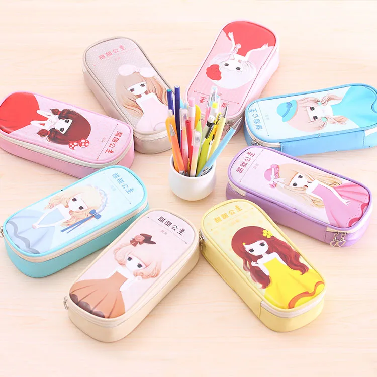 

Self-marketing, sweet princess pen bag, stationery bag PU pencil bags students pen bag can be customized