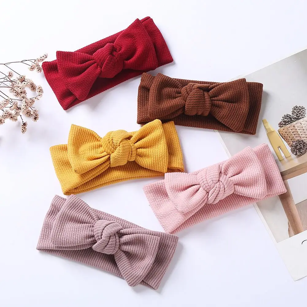 

24pc/lot Newborn Knitted Headband Baby Bowknot Turban Head wraps Kids Ribbed Bows Children Girls Elastic Hairbands Headwear Bulk