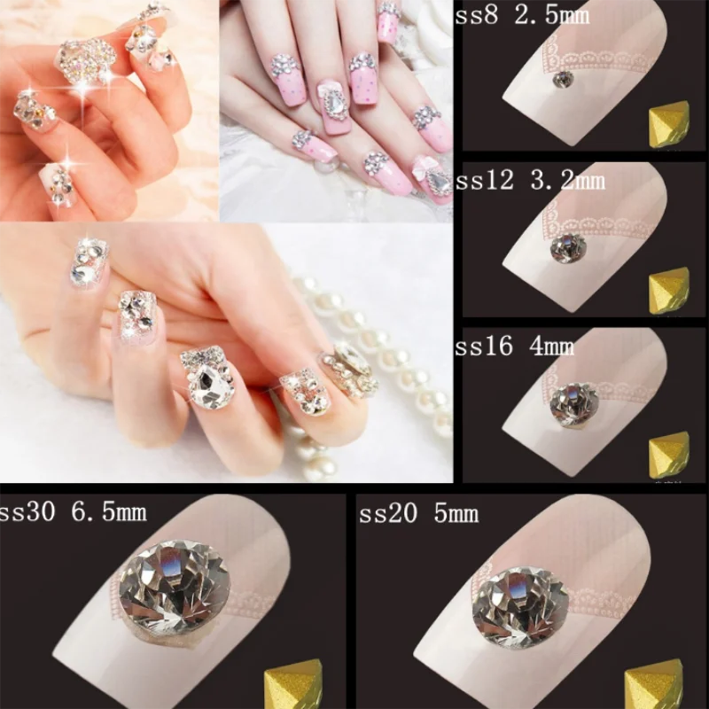 

SS3-SS20 Rhinestone Non Hotfix Gold Pointback Glass Rhinestone Mobile Phone Shell Nail art Diy Jewelry Accessories