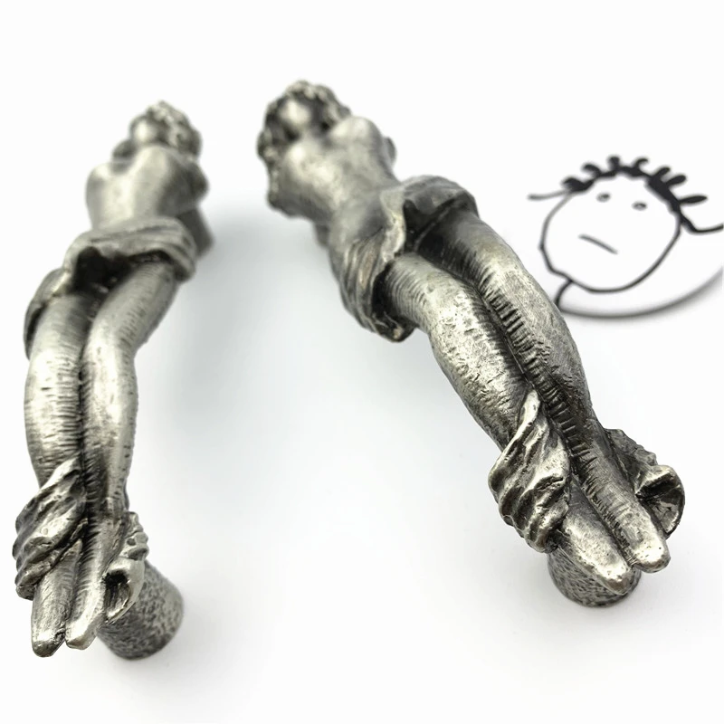 LCH Nordic Style Mermaid Greek Statue Horse Deer Creative Matte Silver Knob Vintage Lead-Zinc Alloy Cabinet Handle Drawer Pull |