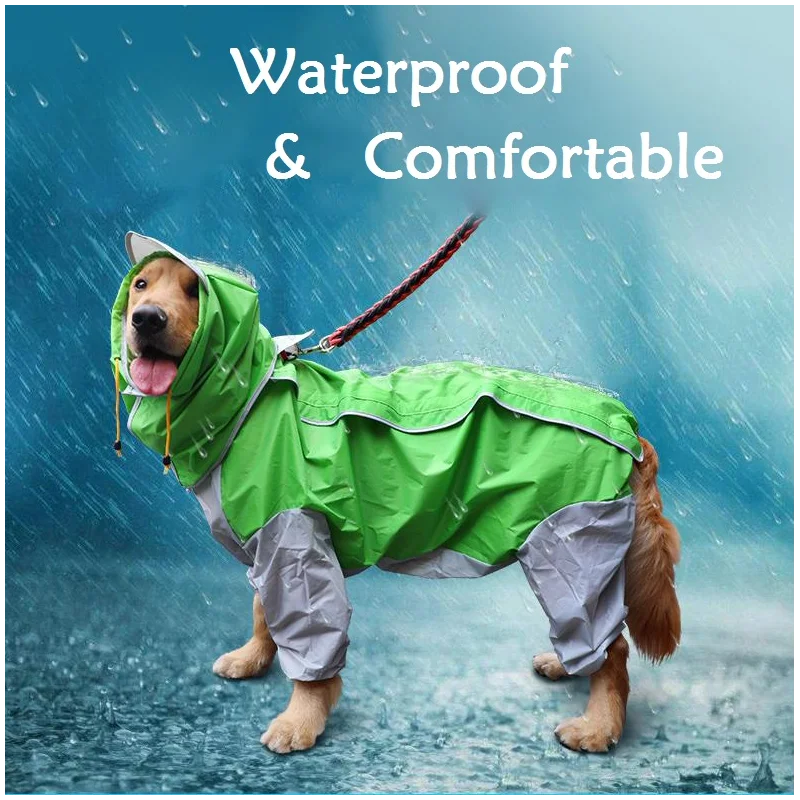 

Dog Raincoat Waterproof Dog Suits Dot Rain Cape Medium Big Dogs Hooded Jacket Poncho Pet Four Legged Rain Coat Chubasquero Para